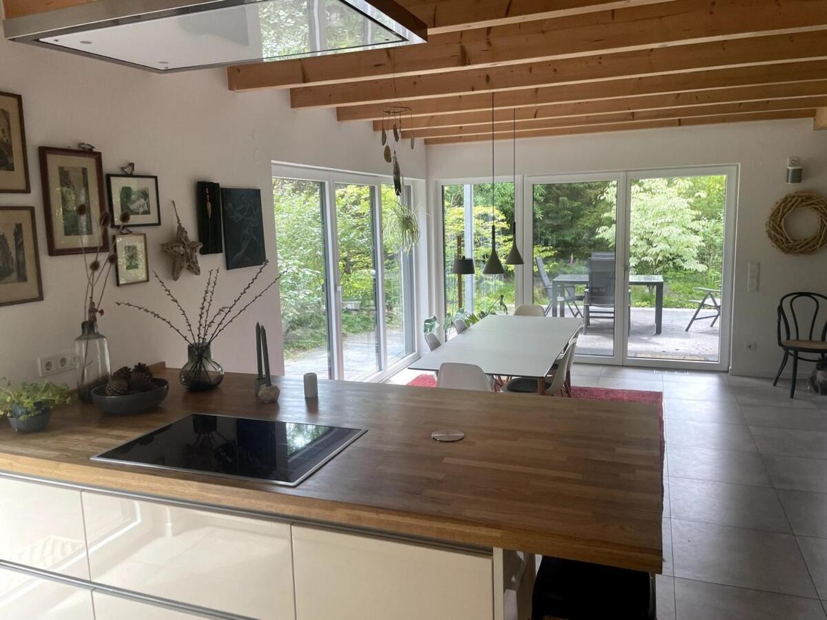 Modernes Holzhaus Im Skandinavischen Stil Mit Sauna, Garten Und 2 Katzen Norderstedt Exterior photo